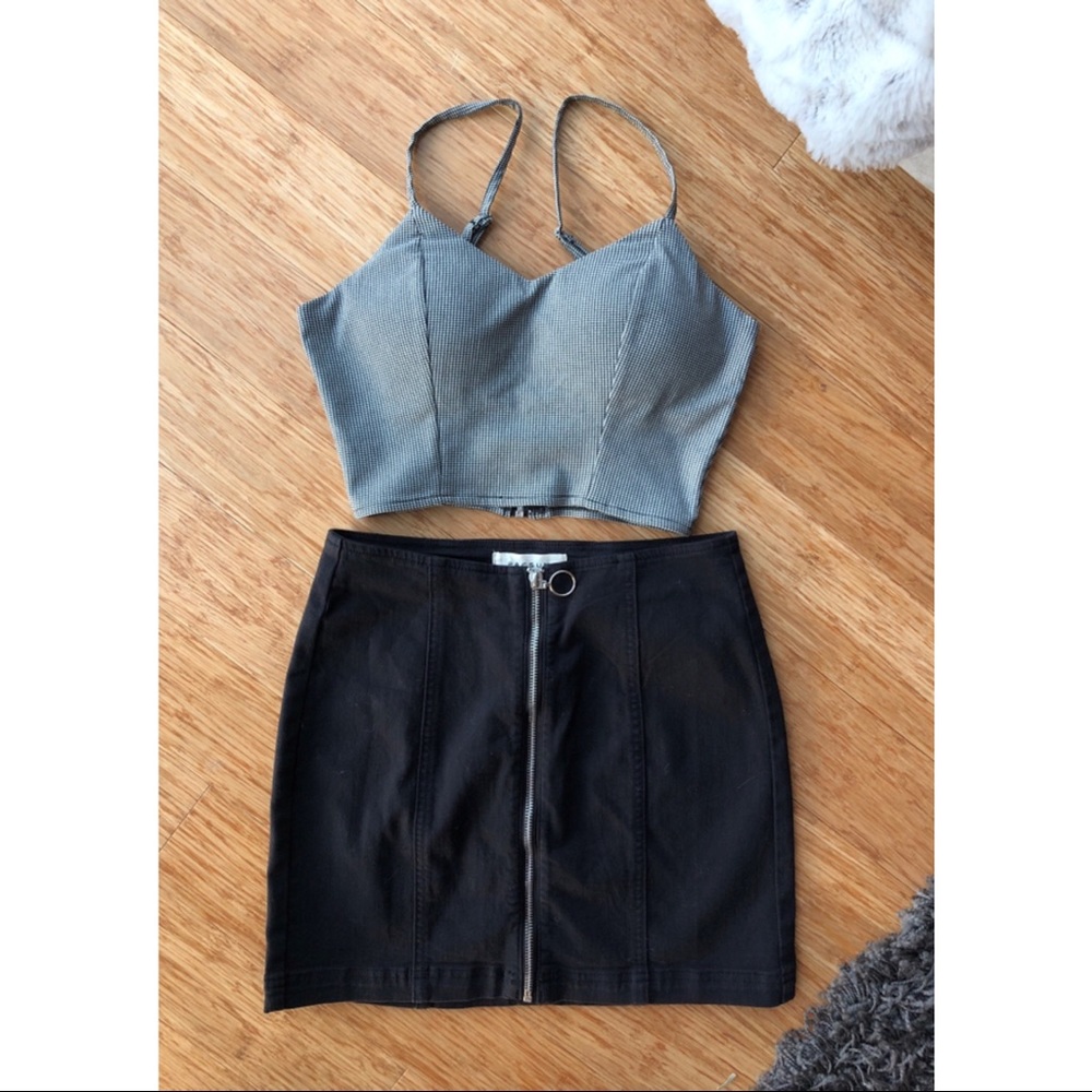 NWOT Black Zip Up Jean Skirt